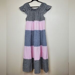 Free People Gingham Summer Patchwork Maxi Dress Size XL